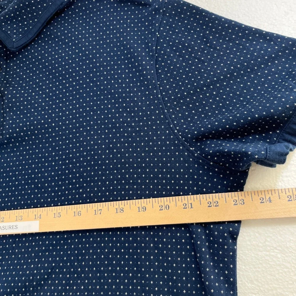 Banana Republic Mens Navy Blue XL‎ Star Print Short Sleeve Collared Polo Shirt
